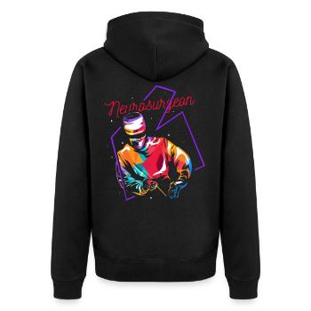 Neurochirurgie Doktor Gehirn Geschenk - Unisex Premium Bio Zip Hoodie - Schwarz - Hinten - Nico (187cm)