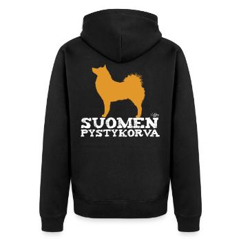 Finnish Spitz - Unisex Premium Bio Zip Hoodie - Schwarz - Hinten - Nico (187cm)