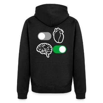 Hirn und Herz Vernunft - Unisex Premium Bio Zip Hoodie - Schwarz - Hinten - Nico (187cm)