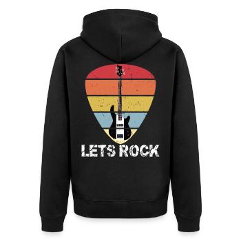 Bass Guitar Retro Vintage Lets Rock Plektrum - Unisex Premium Bio Zip Hoodie - Schwarz - Hinten - Nico (187cm)