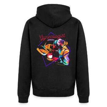 Frau Gynäkologe - Unisex Premium Bio Zip Hoodie - Schwarz - Hinten - Nico (187cm)