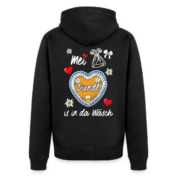 Dirndl - Unisex Premium Bio Zip Hoodie - Schwarz - Hinten - Nico (187cm)