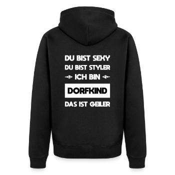 Dorfkind Styler - Unisex Premium Bio Zip Hoodie - Schwarz - Hinten - Nico (187cm)