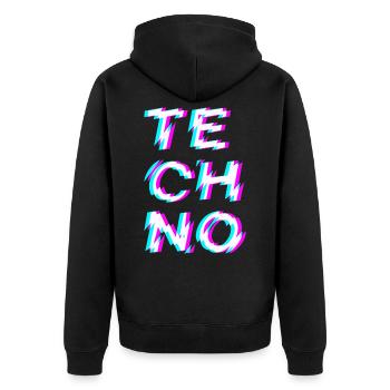 Techno Rave - Veste à capuche bio Premium Unisexe - noir - Dos - Nico (187cm)