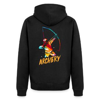Bogenschießen Geschenk - Unisex Premium Bio Zip Hoodie - Schwarz - Hinten - Nico (187cm)