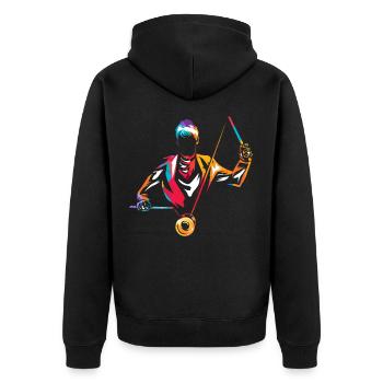Diablo - Unisex Premium Bio Zip Hoodie - Schwarz - Hinten - Nico (187cm)