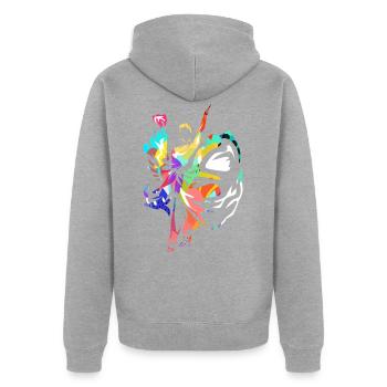 Flamenco - Veste à capuche bio Premium Unisexe - gris chiné - Dos - Nico (187cm)