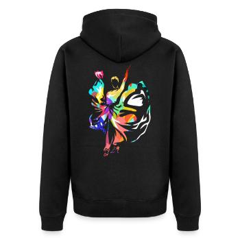 Flamenco - Unisex Premium Bio Zip Hoodie - Schwarz - Hinten - Nico (187cm)