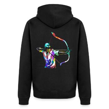Bogenschießen - Unisex Premium Bio Zip Hoodie - Schwarz - Hinten - Nico (187cm)