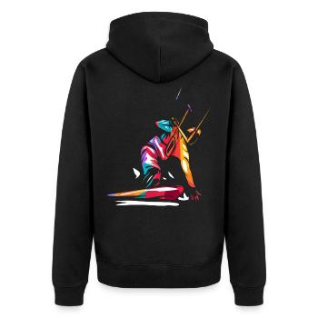 Kitesurfen - Unisex Premium Bio Zip Hoodie - Schwarz - Hinten - Nico (187cm)