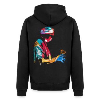 anesthetist - Unisex Premium Organic Zip Hoodie - black - Back - Nico (187cm)