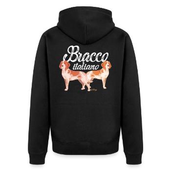Bracco Italiano II - Unisex Premium Organic Zip Hoodie - black - Back - Nico (187cm)
