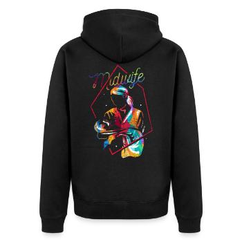 Cadeau sage-femme - Veste à capuche bio Premium Unisexe - noir - Dos - Nico (187cm)