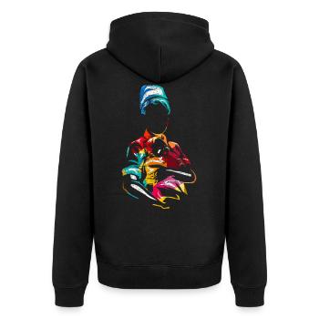 Hebamme - Unisex Premium Bio Zip Hoodie - Schwarz - Hinten - Nico (187cm)