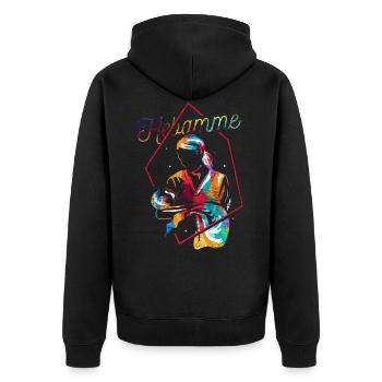Cadeau sage-femme - Veste à capuche bio Premium Unisexe - noir - Dos - Nico (187cm)