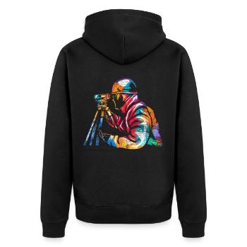 Vermessungstechniker - Unisex Premium Bio Zip Hoodie - Schwarz - Hinten - Nico (187cm)