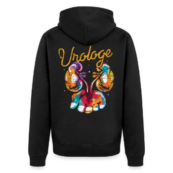 Urologe Urologie Geschenk - Unisex Premium Bio Zip Hoodie - Schwarz - Hinten - Nico (187cm)