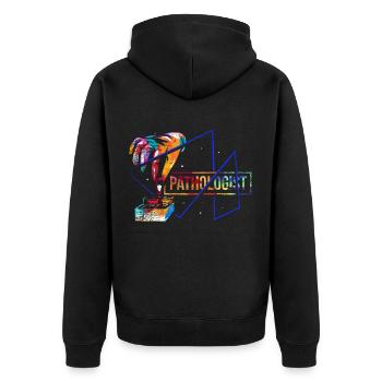 Pathologe Pathologie - Unisex Premium Bio Zip Hoodie - Schwarz - Hinten - Nico (187cm)