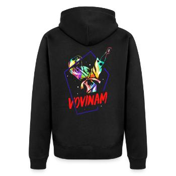 Vovinam Geschenk - Unisex Premium Bio Zip Hoodie - Schwarz - Hinten - Nico (187cm)