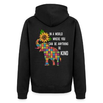 You Can Be Anything Be Kind - Eléphant Tournesol - Veste à capuche bio Premium Unisexe - noir - Dos - Nico (187cm)