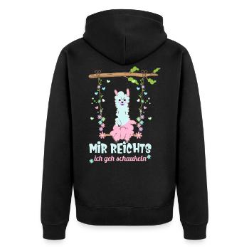 Mir Reichts Ich Geh Schaukeln Llama - Unisex Premium Bio Zip Hoodie - Schwarz - Hinten - Nico (187cm)