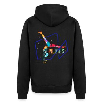 Pilates - Unisex Premium Bio Zip Hoodie - Schwarz - Hinten - Nico (187cm)
