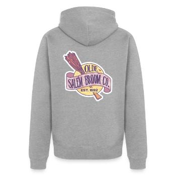 Hexen besen Salem Retro Logo lustiger Spruch - Unisex Premium Bio Zip Hoodie - Grau meliert - Hinten - Nico (187cm)