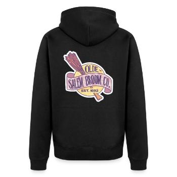 Balai de sorcière Salem Retro Logo énonciation drôle - Veste à capuche bio Premium Unisexe - noir - Dos - Nico (187cm)