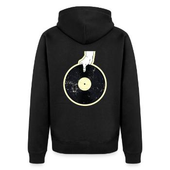 Vinyl Schallplatte - Unisex Premium Bio Zip Hoodie - Schwarz - Hinten - Nico (187cm)