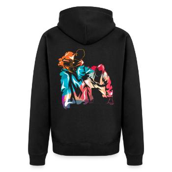 Aikido - Unisex Premium Bio Zip Hoodie - Schwarz - Hinten - Nico (187cm)