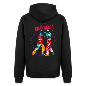 Krav Maga Gift - Unisex Premium Organic Zip Hoodie - black - Back - Nico (187cm)