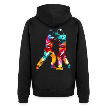 Krav Maga - Unisex Premium Organic Zip Hoodie - black - Back - Nico (187cm)