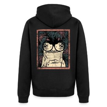 Frosch Kröte Geschenk - Unisex Premium Bio Zip Hoodie - Schwarz - Hinten - Nico (187cm)