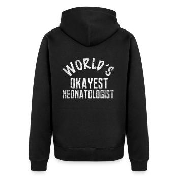 Neonatologe Pädiatrie Geschenk - Unisex Premium Bio Zip Hoodie - Schwarz - Hinten - Nico (187cm)