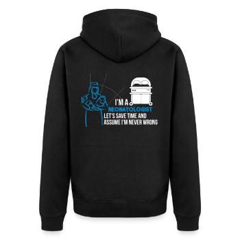 Neonatologe - Unisex Premium Bio Zip Hoodie - Schwarz - Hinten - Nico (187cm)