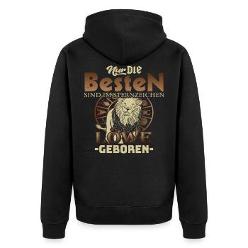 Löwe Sternzeichen nur die Besten Geboren - Unisex Premium Bio Zip Hoodie - Schwarz - Hinten - Nico (187cm)