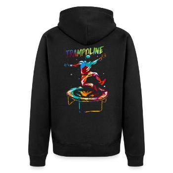 Trampoline - Unisex Premium Organic Zip Hoodie - black - Back - Nico (187cm)