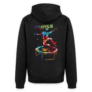 Trampoline Gift - Unisex Premium Organic Zip Hoodie - black - Back - Nico (187cm)