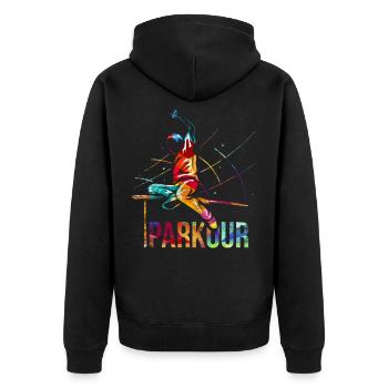 Parkour Gift - Unisex Premium Organic Zip Hoodie - black - Back - Nico (187cm)