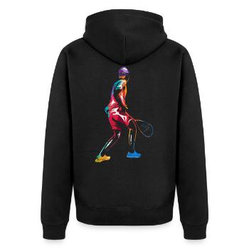 Squash - Unisex Premium Bio Zip Hoodie - Schwarz - Hinten - Nico (187cm)