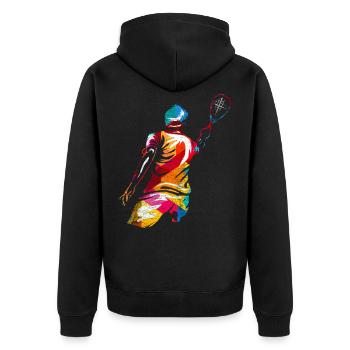 Speedminton - Unisex Premium Organic Zip Hoodie - black - Back - Nico (187cm)