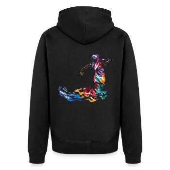 Flamenco Geschenk - Unisex Premium Bio Zip Hoodie - Schwarz - Hinten - Nico (187cm)