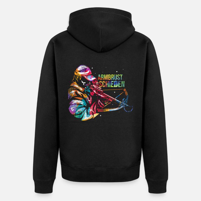 Armbrust Schiessen Geschenk - Unisex Premium Bio Zip Hoodie - Schwarz