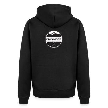 Kurvensüchtig - Unisex Premium Bio Zip Hoodie - Schwarz - Hinten - Nico (187cm)