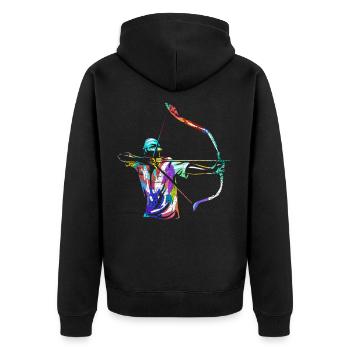 Bogenschießen Geschenk - Unisex Premium Bio Zip Hoodie - Schwarz - Hinten - Nico (187cm)