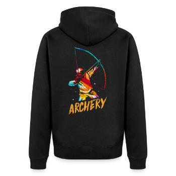 Bogenschießen Geschenk - Unisex Premium Bio Zip Hoodie - Schwarz - Hinten - Nico (187cm)