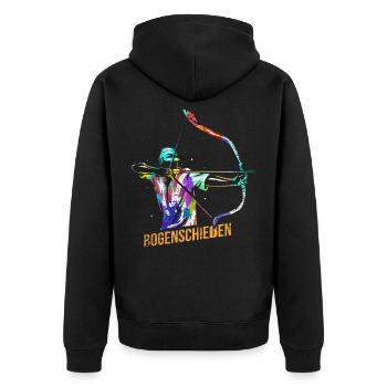 Bogenschießen Geschenk - Unisex Premium Bio Zip Hoodie - Schwarz - Hinten - Nico (187cm)