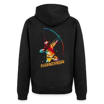 Bogenschießen Geschenk - Unisex Premium Bio Zip Hoodie - Schwarz - Hinten - Nico (187cm)