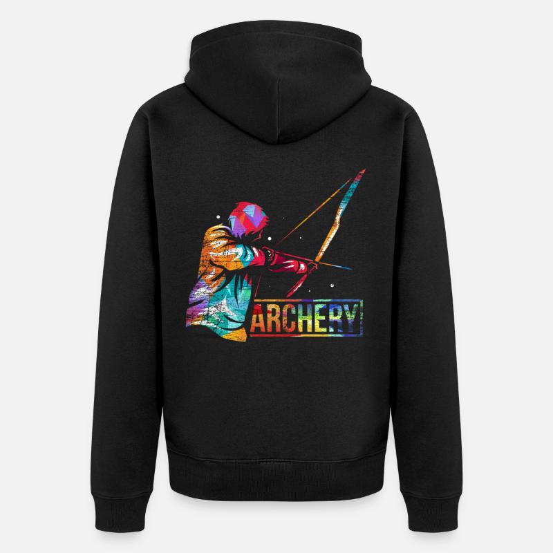 Bogenschießen Geschenk - Unisex Premium Bio Zip Hoodie - Schwarz