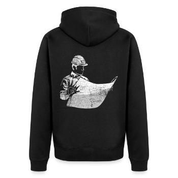 Bautechniker - Unisex Premium Bio Zip Hoodie - Schwarz - Hinten - Nico (187cm)